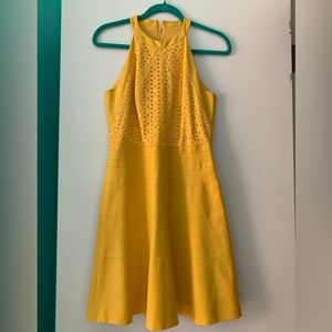 Karen Millen Yellow Tailored Fit & Flare Dress, size 6